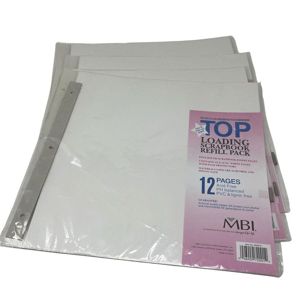 4 Packs MCS MBI‎ 12"x12" Refill 12 Pages Each Scrapbook Top Load Page Protectors